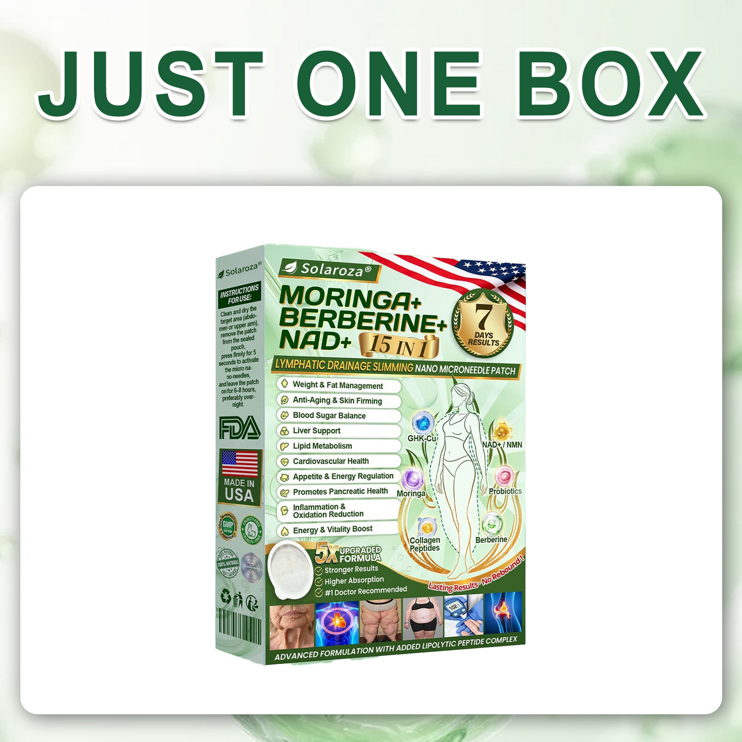FDA Registered & GMP Certified  | 🧑‍⚕️🩺 Solaroza® Moringa & Berberine 10-IN-1 Advanced NanoMicroneedle Patch |  Backed by Scientific Evidence |10-in-1 Formula | Results in 5 Days💪