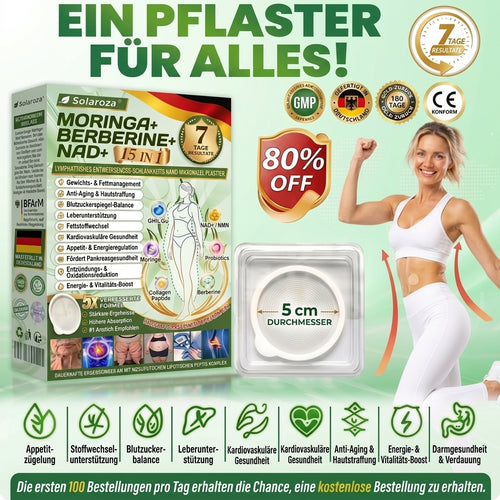 🌿CE-zertifiziert & GMP-zertifiziert | 🧑‍⚕️🩺 Solaroza® Moringa & Berberin 15-IN-1 Fortschrittliches Nano-Mikronadelpflaster | Wissenschaftlich belegt | 10-in-1 Formel | Ergebnisse in 5 Tagen🌿