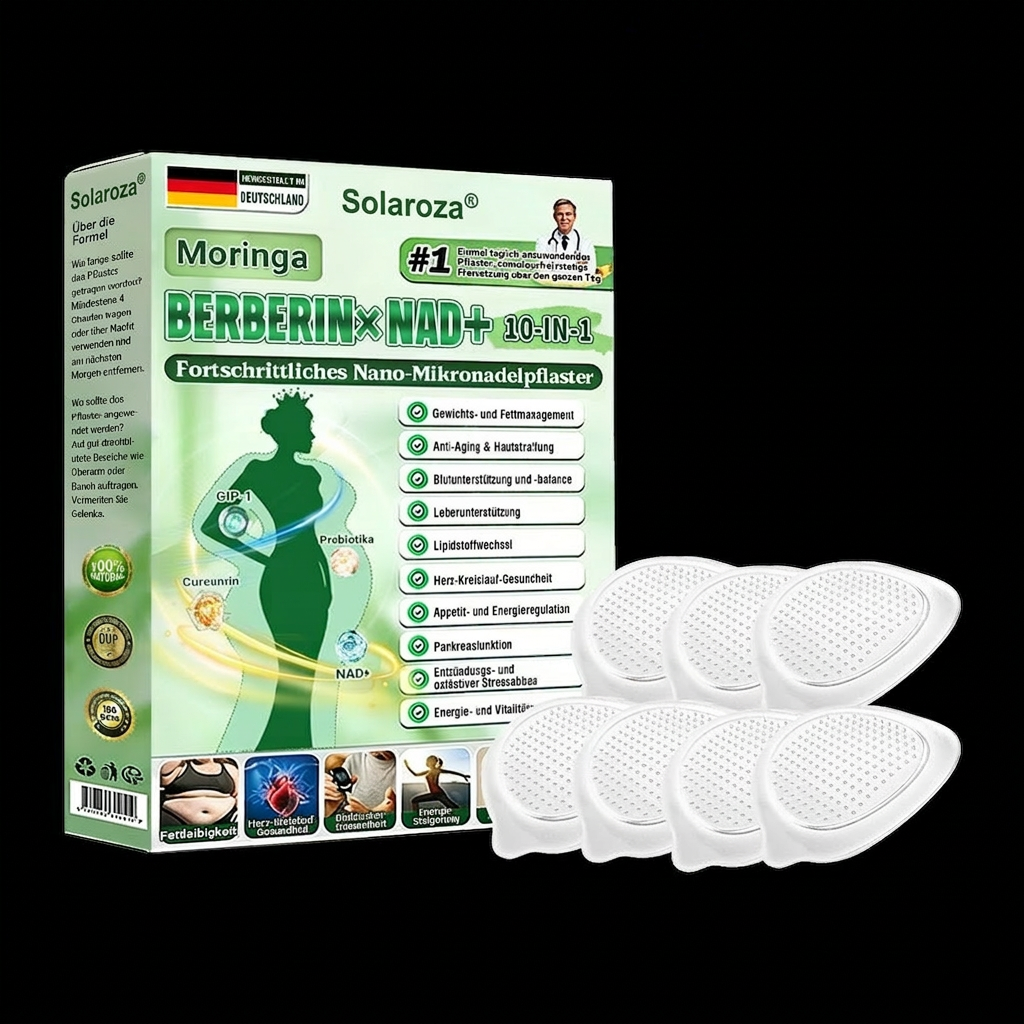 Offizieller Store 🇩🇪 |👩‍⚕️🧡Solaroza® Moringa · Berberin × NAD+ 10-in-1  Advanced Nano Mikronadel-Patch 🇩🇪 (Nur einmal täglich, sichtbare Veränderungen in 7 Tagen) ✅ Für Fettleibigkeit, schlaffe Haut, Diabetes, Schlafapnoe, Gelenkprobleme und mehr