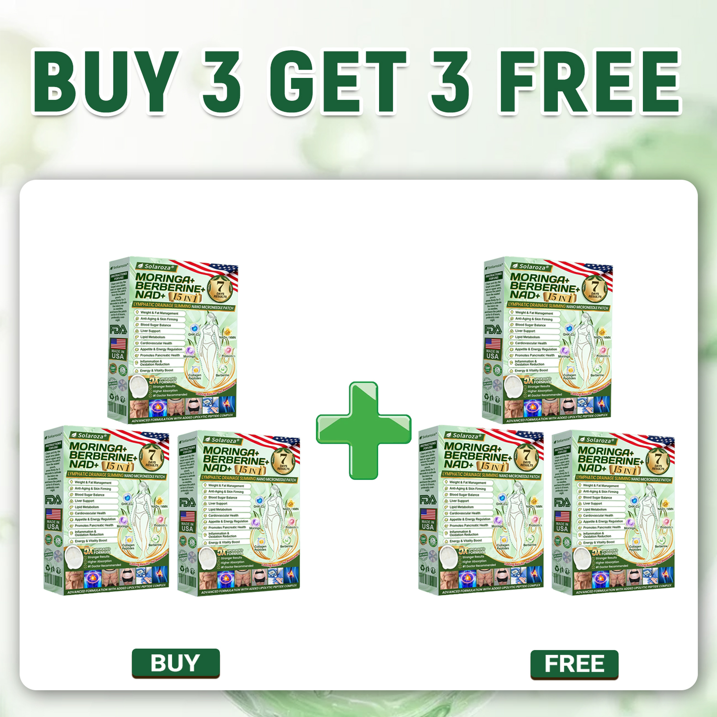 FDA Registered & GMP Certified  | 🧑‍⚕️🩺 Solaroza® Moringa & Berberine 10-IN-1 Advanced NanoMicroneedle Patch |  Backed by Scientific Evidence |10-in-1 Formula | Results in 5 Days💪