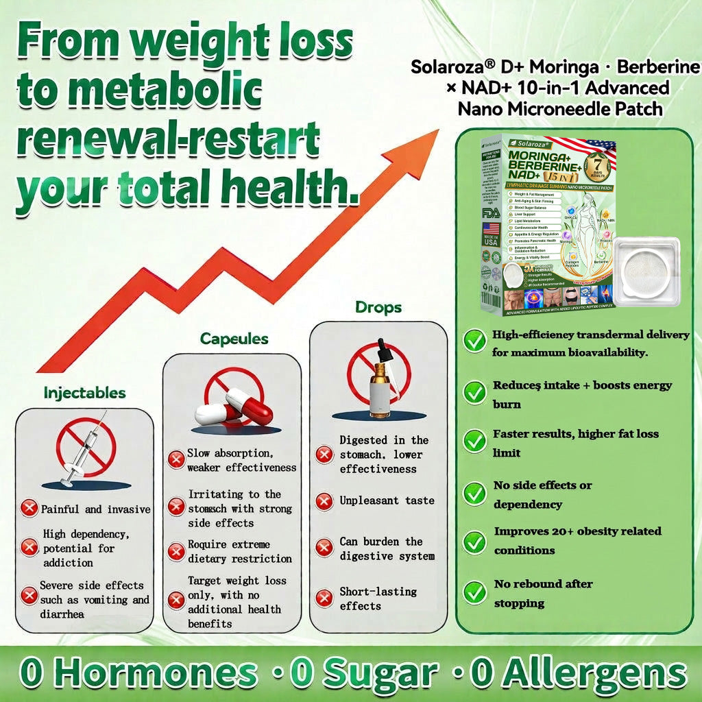 FDA Registered & GMP Certified  | 🧑‍⚕️🩺 Solaroza® Moringa & Berberine 10-IN-1 Advanced NanoMicroneedle Patch |  Backed by Scientific Evidence |10-in-1 Formula | Results in 5 Days💪