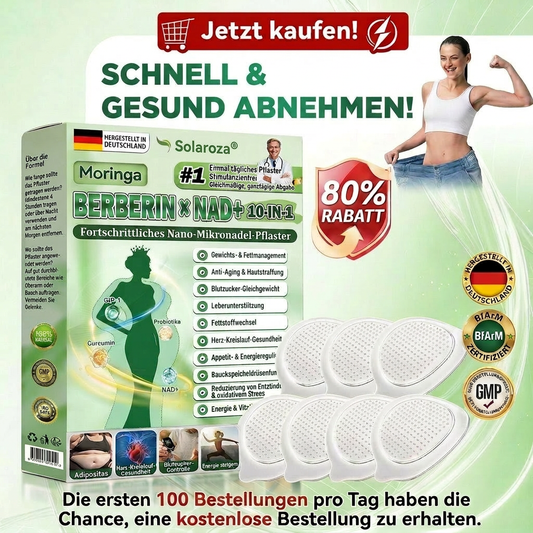 CE-zertifiziert & GMP-zertifiziert | 🧑‍⚕️🩺 Solaroza® Moringa & Berberin 10-IN-1 Fortschrittliches Nano-Mikronadelpflaster | Wissenschaftlich belegt | 10-in-1 Formel | Ergebnisse in 5 Tagen ☀️
